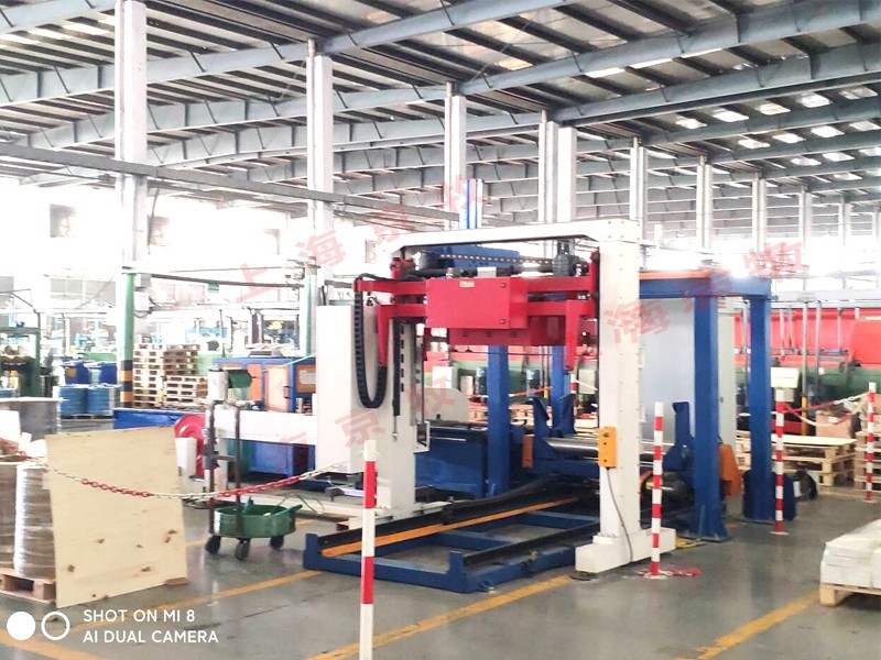 鋼絲、焊絲取料、稱(chēng)重、纏繞、收尾、貼標(biāo)、碼垛、PET自動(dòng)捆扎打包自動(dòng)化生產(chǎn)線(xiàn)